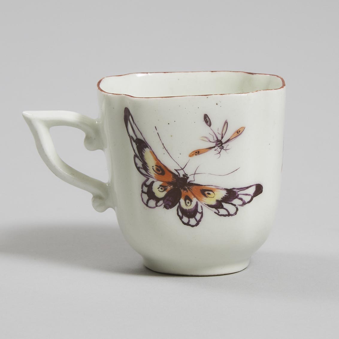 Derby Birds and Insects Quatrelobed Coffee Cup, c.1760