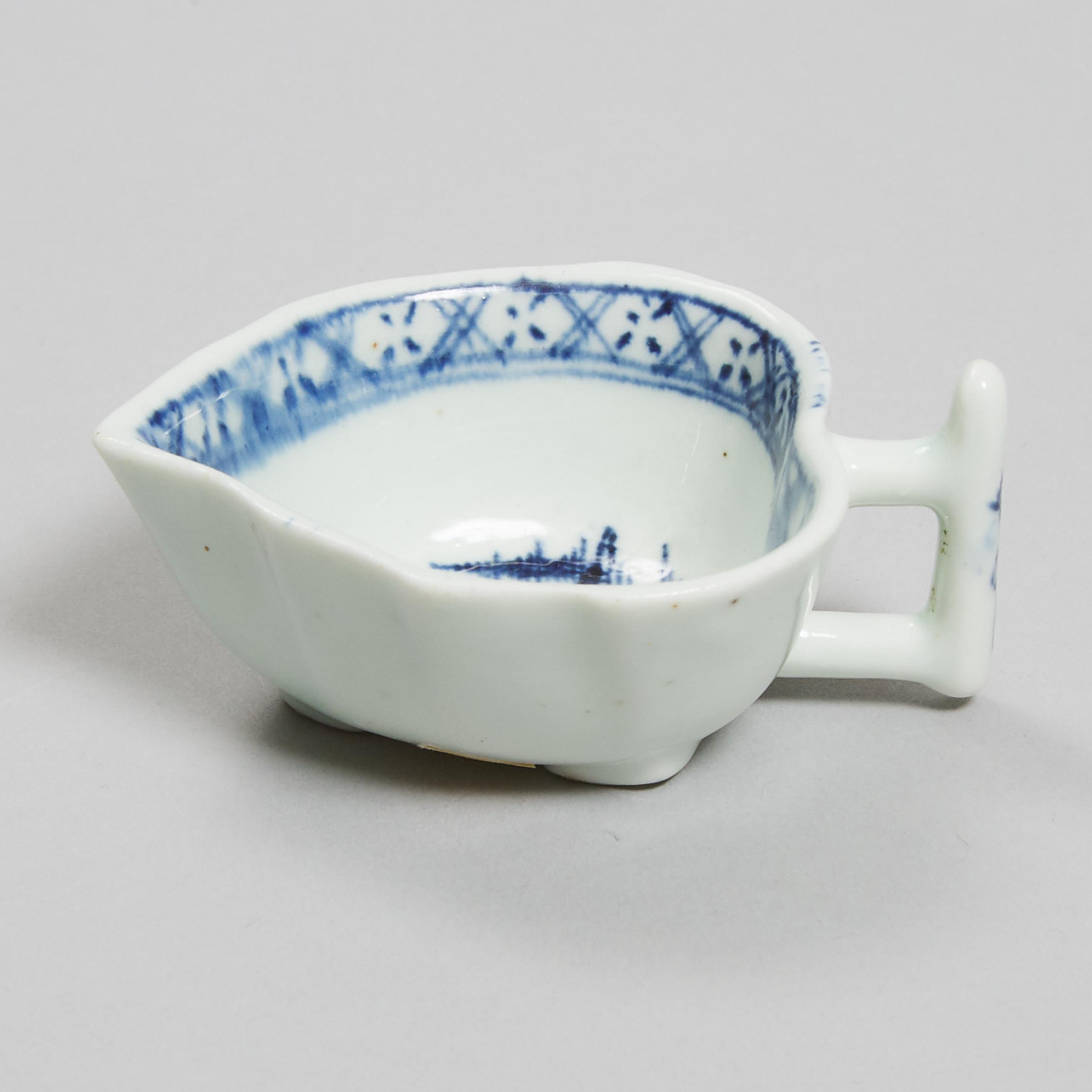 Derby Blue and White Leaf Shaped Butter Boat, c.1775