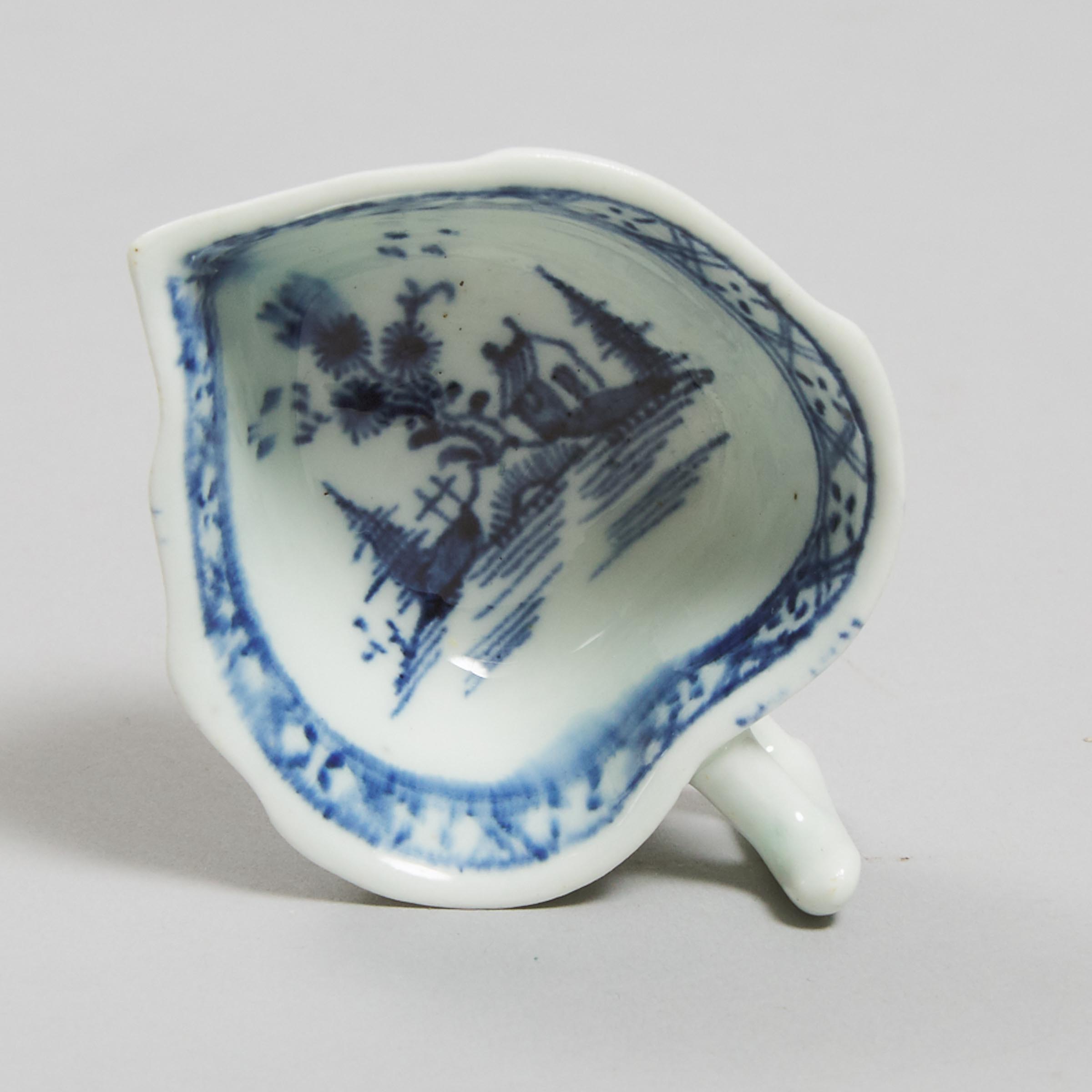 Derby Blue and White Leaf Shaped Butter Boat, c.1775