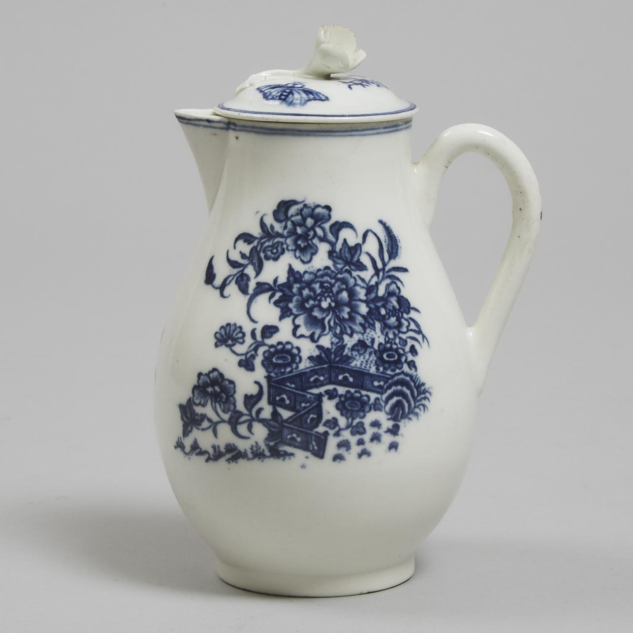Caughley 'Fence' Pattern Covered Milk Jug, c.1780