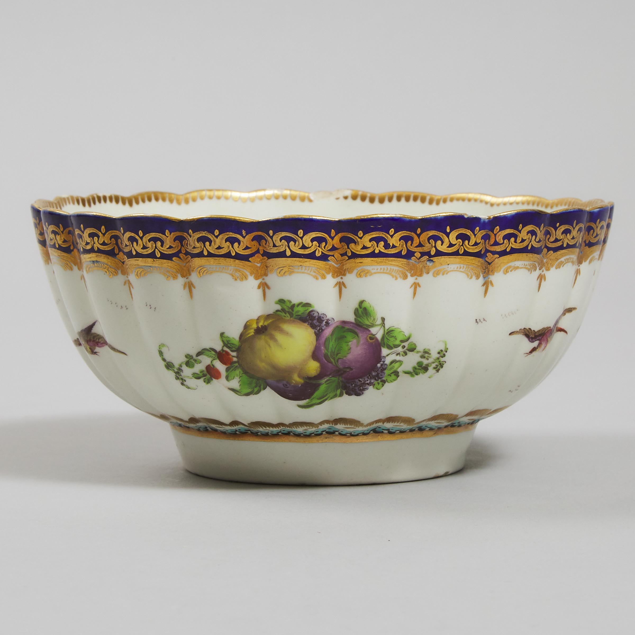Worcester 'Lord Henry Thynne' Pattern Fluted Bowl, c.1775-80