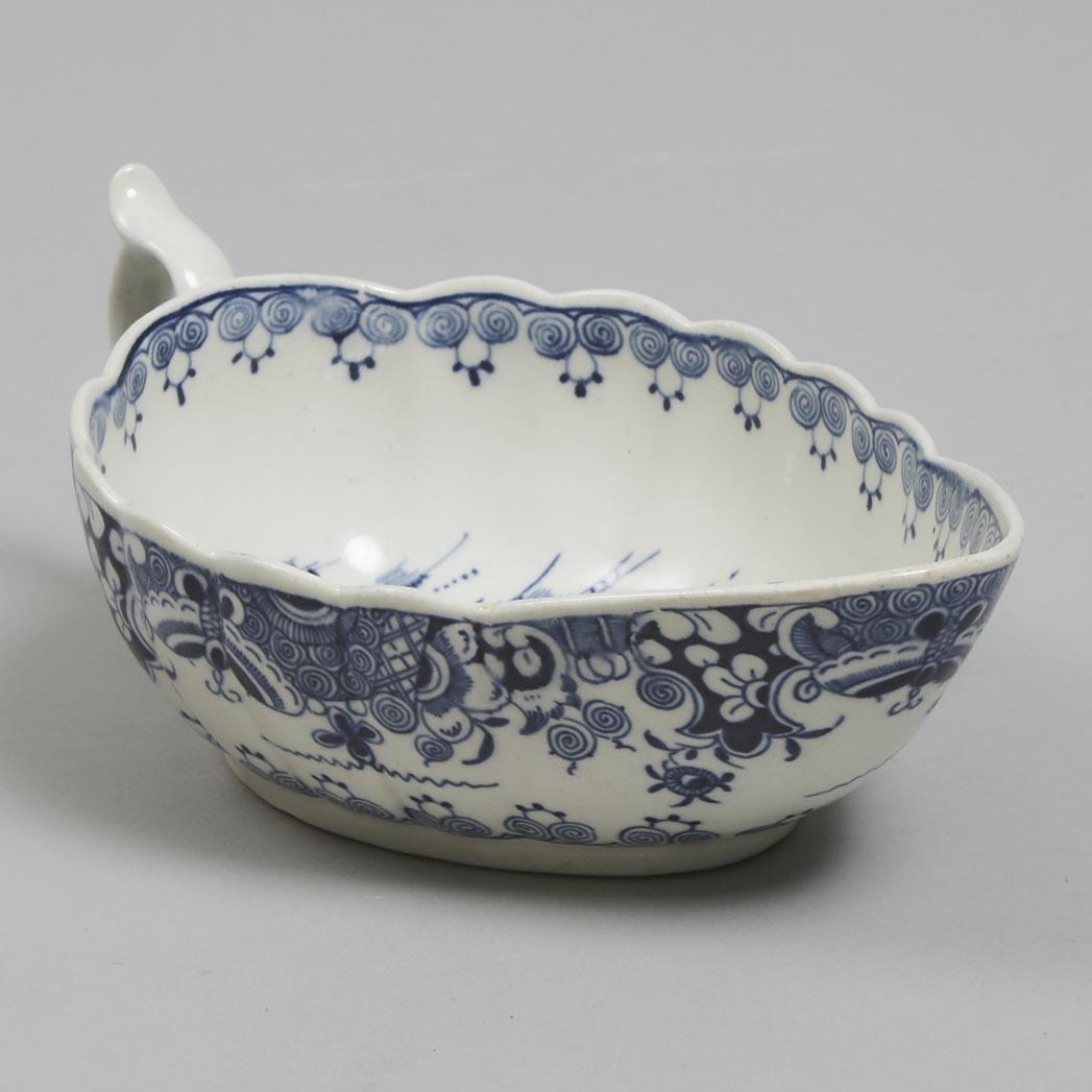 Worcester 'Doughnut Tree' Fluted Sauce Boat, c.1775-80