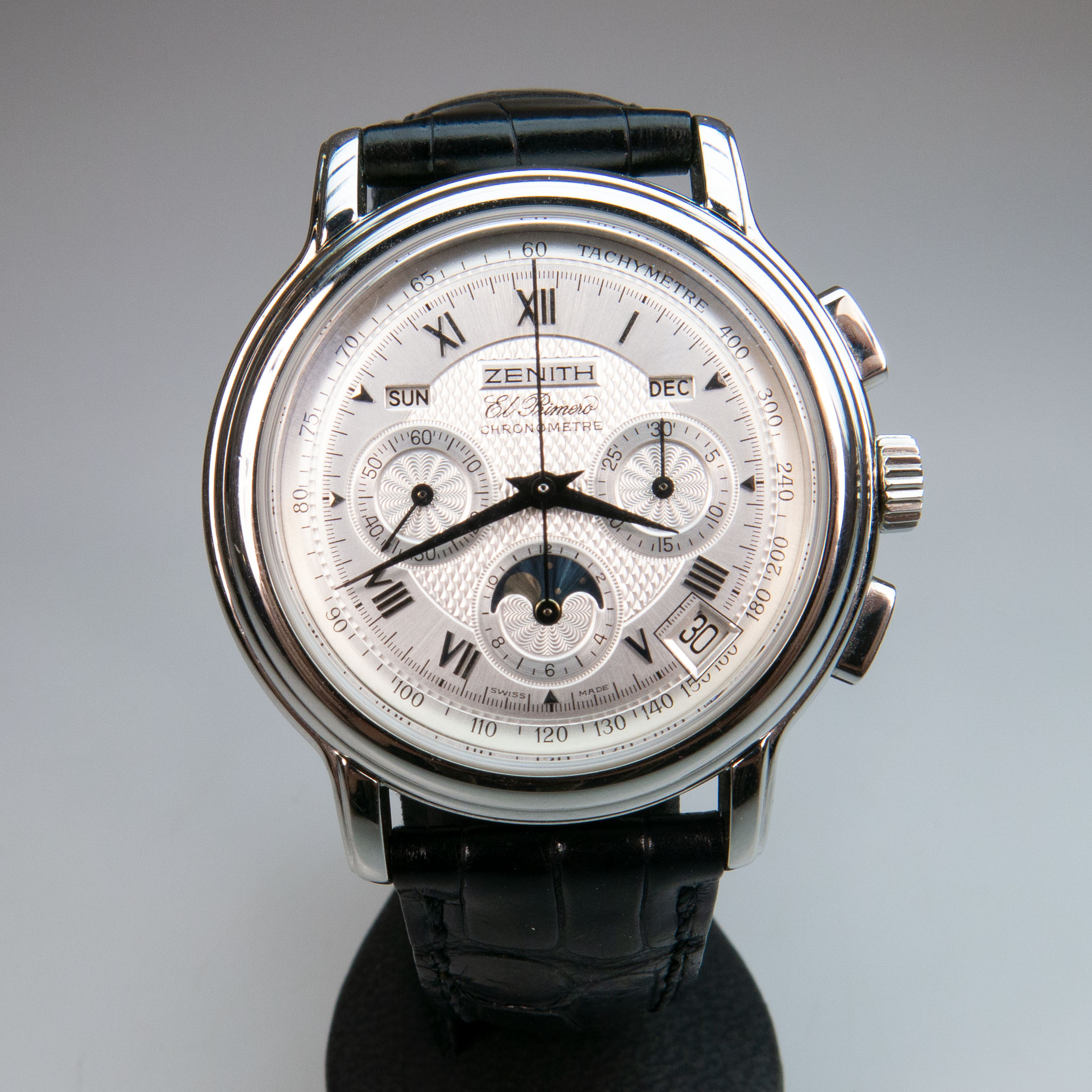 Zenith El Primero Chronometre Triple Calendar, Moon Phase And Chronograph Wristwatch