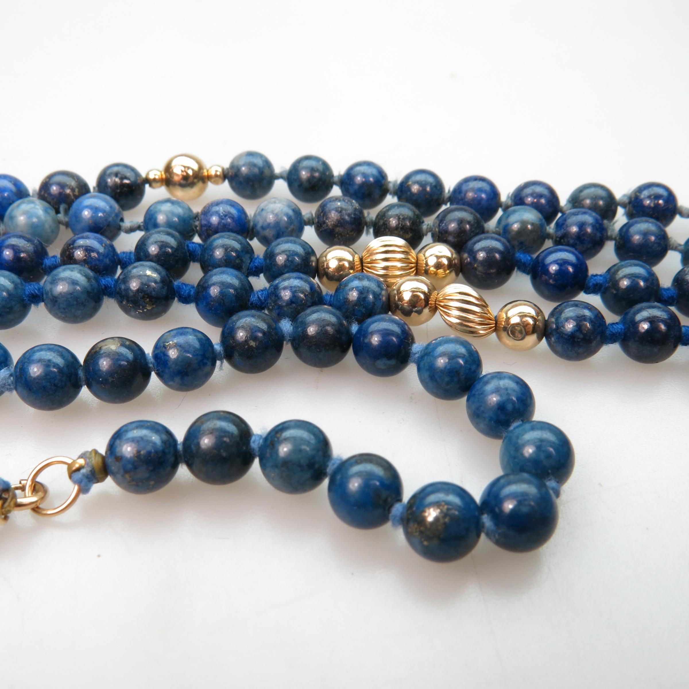 2 Single Strand Lapis Bead Necklaces And A Bracelet