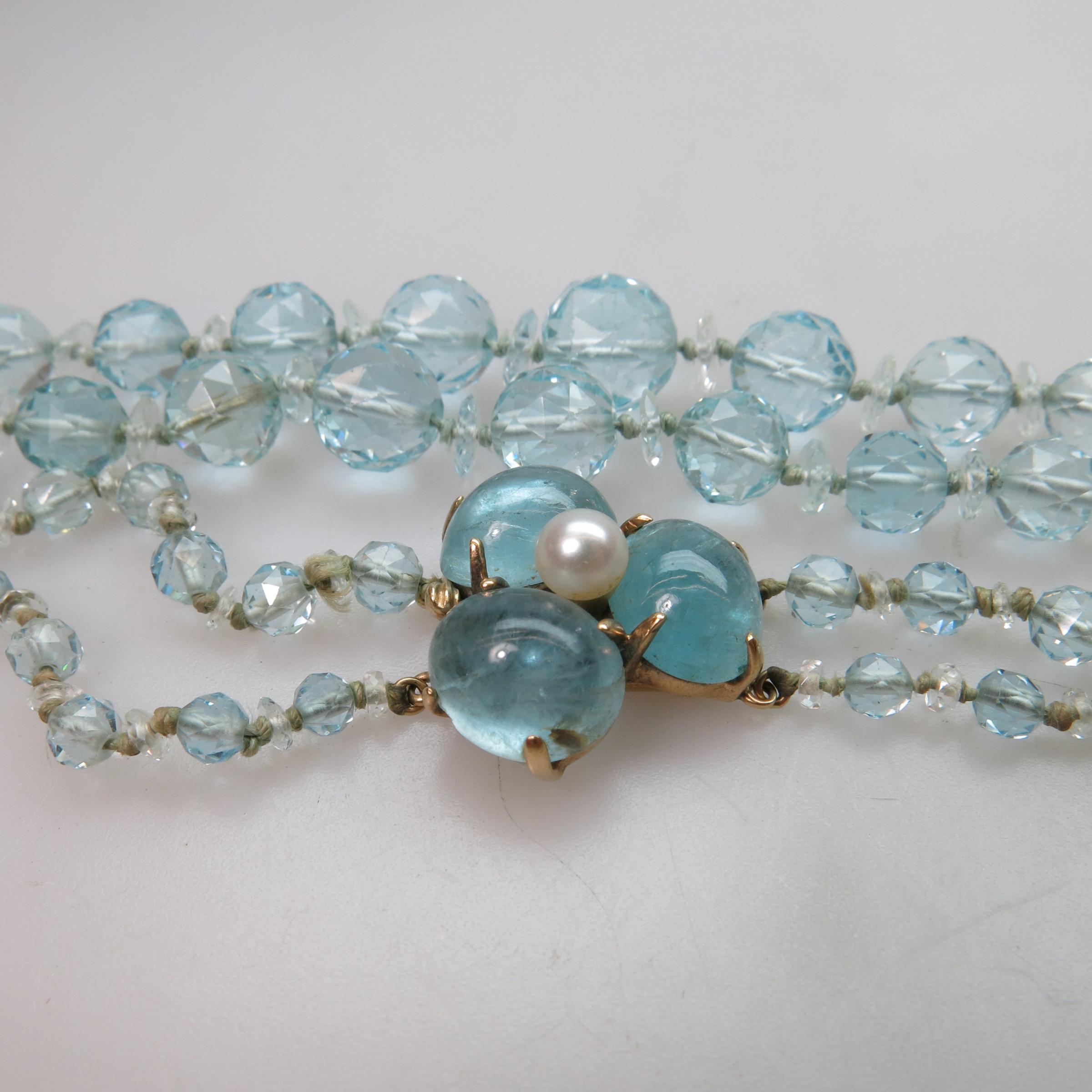 Double Strand Graduated Facetted Aquamarine Bead Necklace