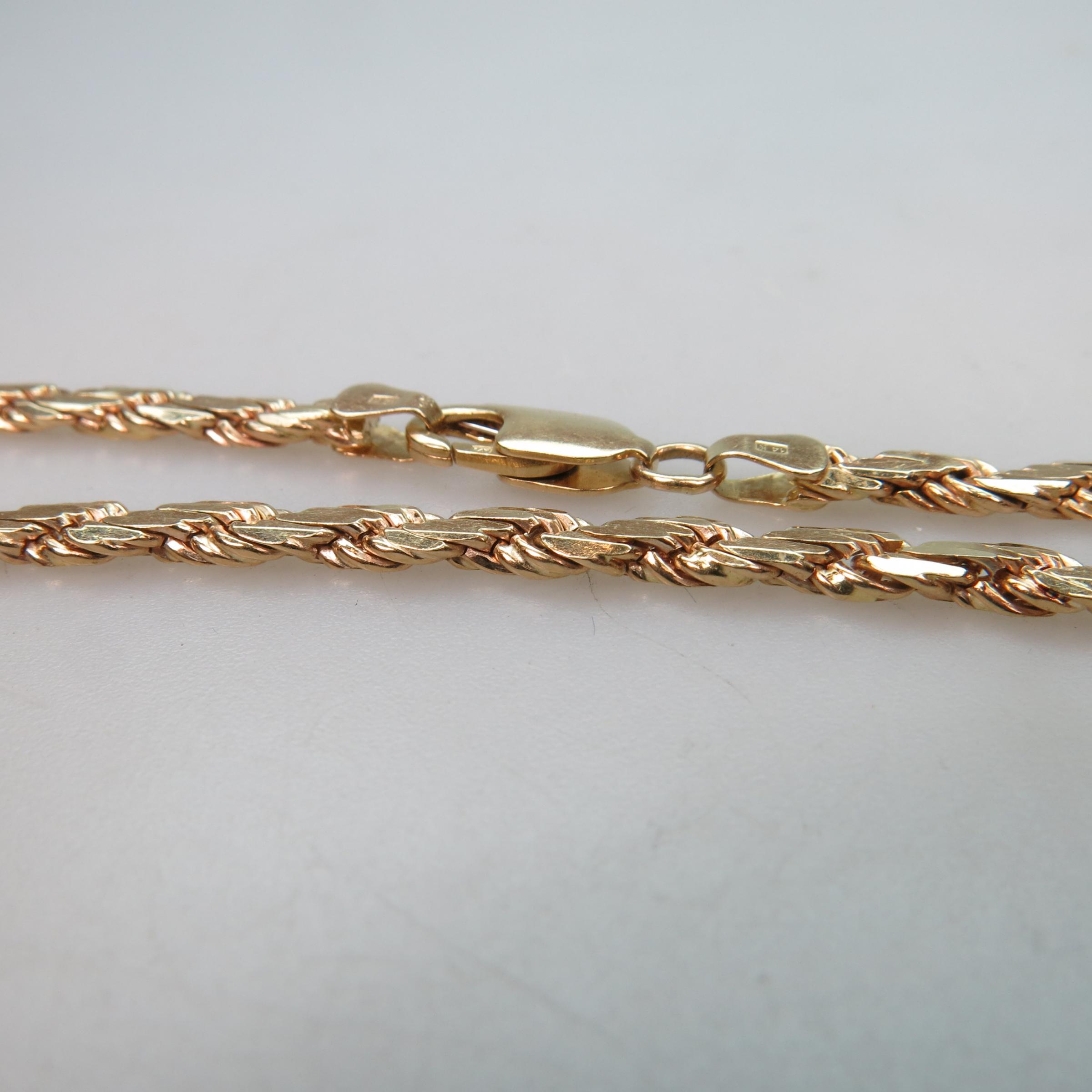 Italian 14k Yellow Gold Flattened Rope Chain