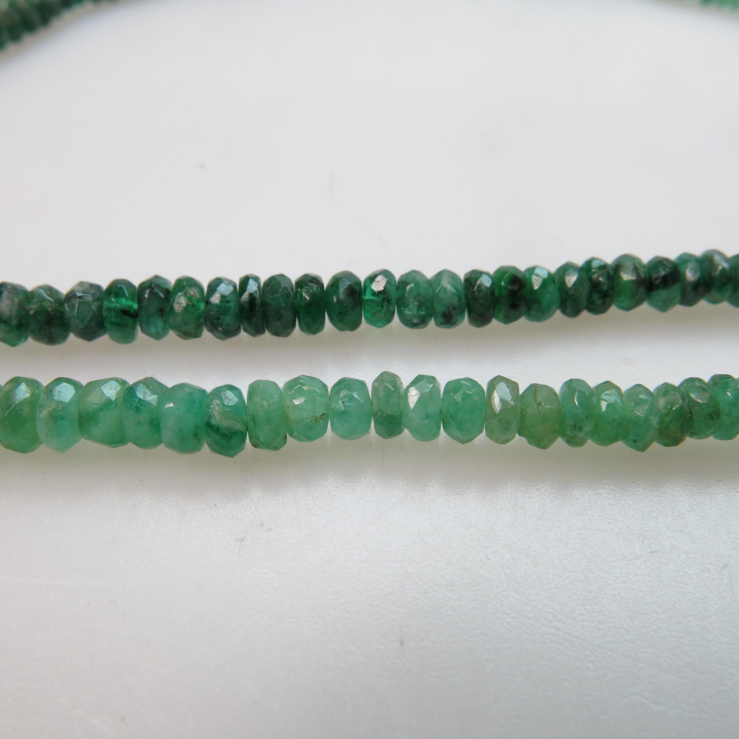 2 Facetted Emerald Bead Necklaces