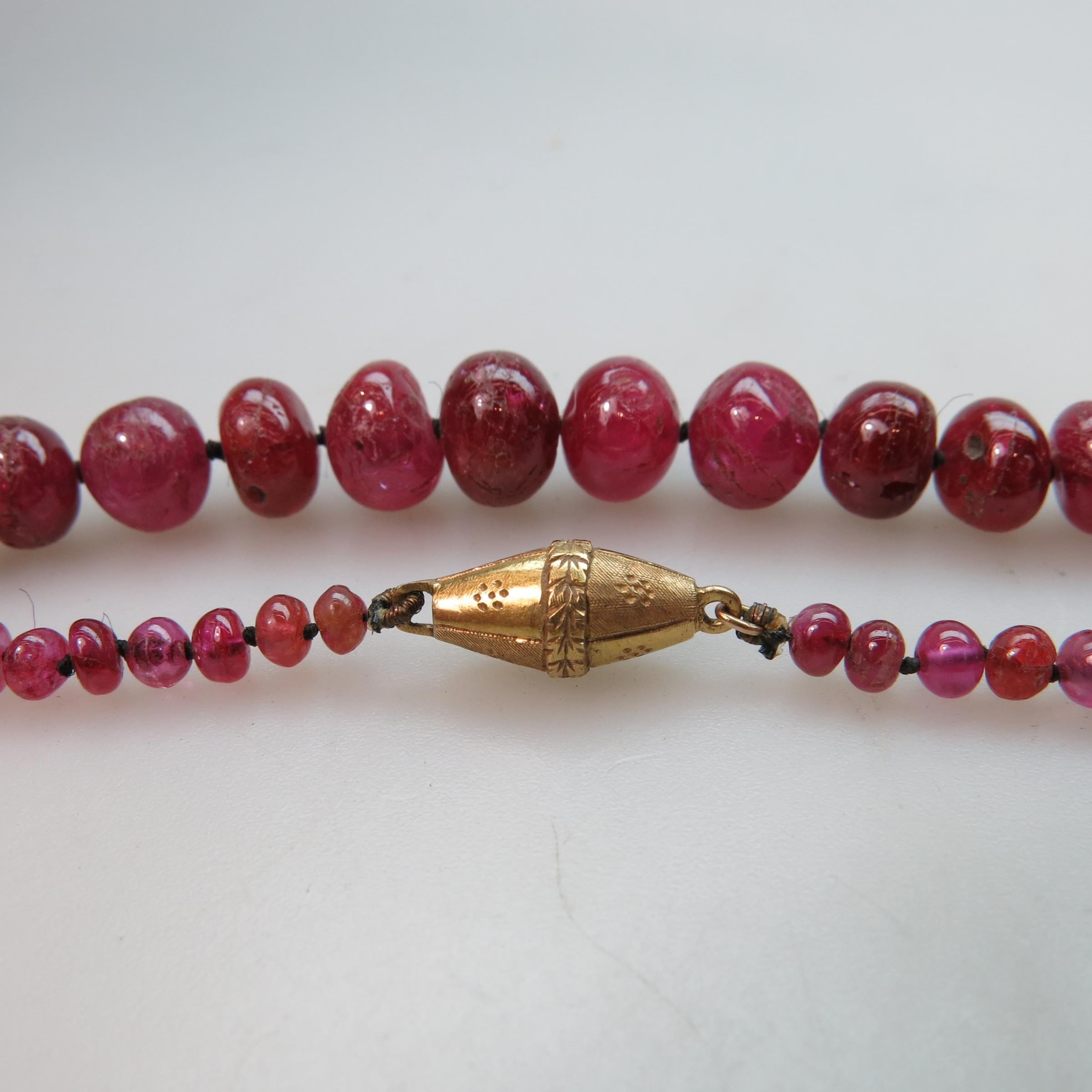 Single Graduated Endless Strand Of Ruby Beads