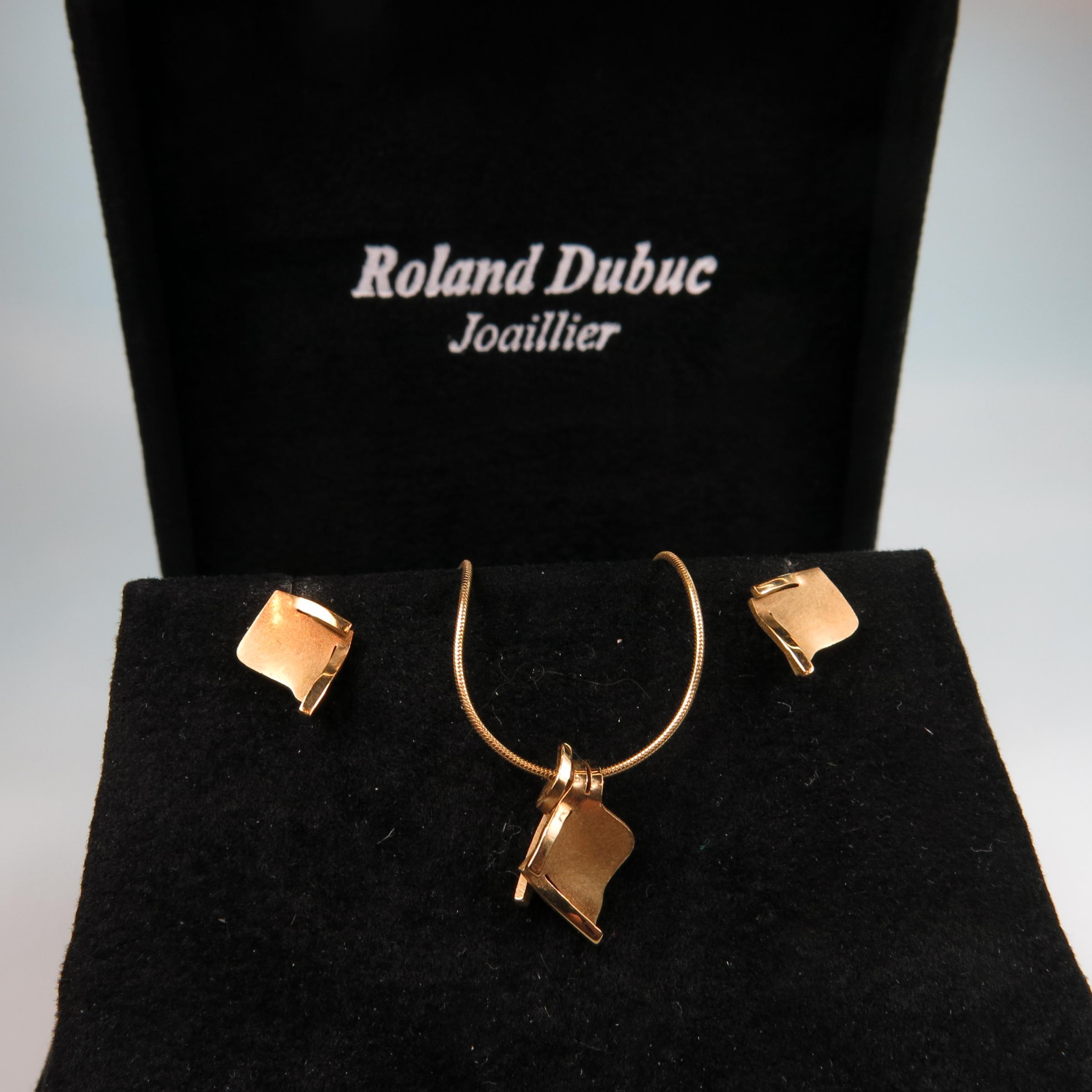 Roland Dubuc Canadian 18k Yellow Gold Three Piece Jewellery Suite