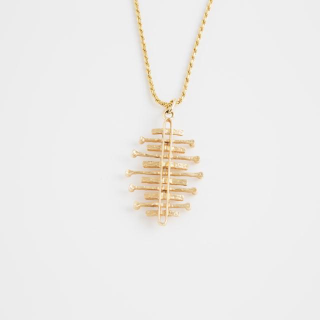 14k Yellow Gold Abstract Pendant