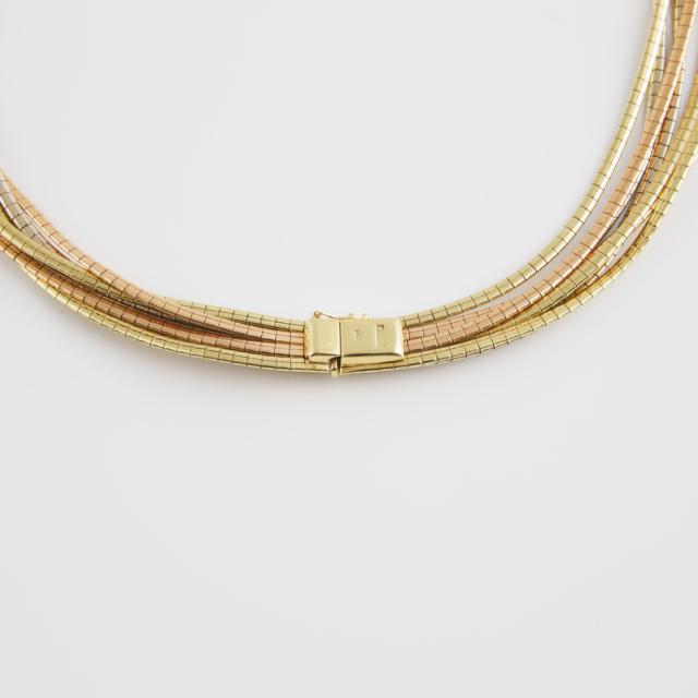 14k Three Colour Gold Seven Strand Gold Necklace
