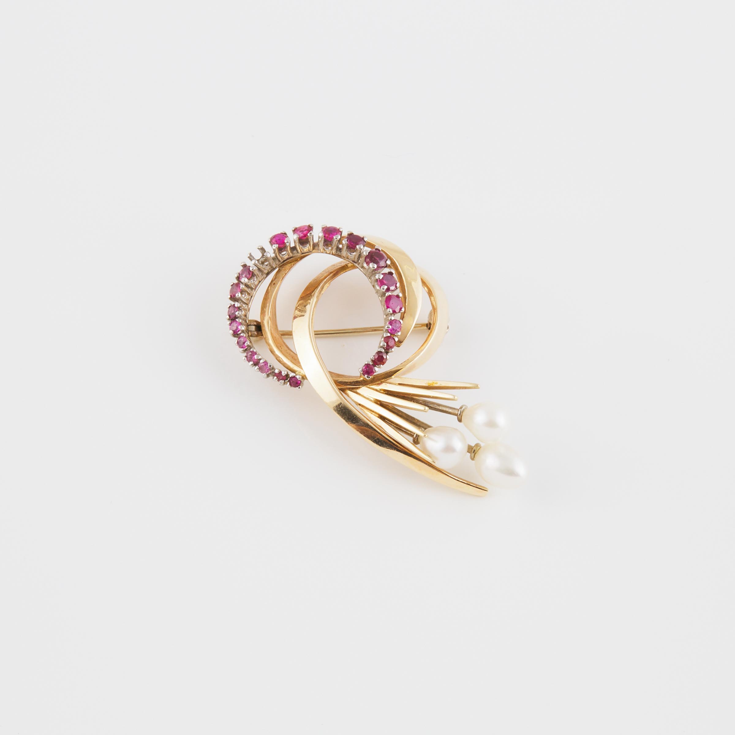 Platinum And 14k Yellow Gold Brooch 