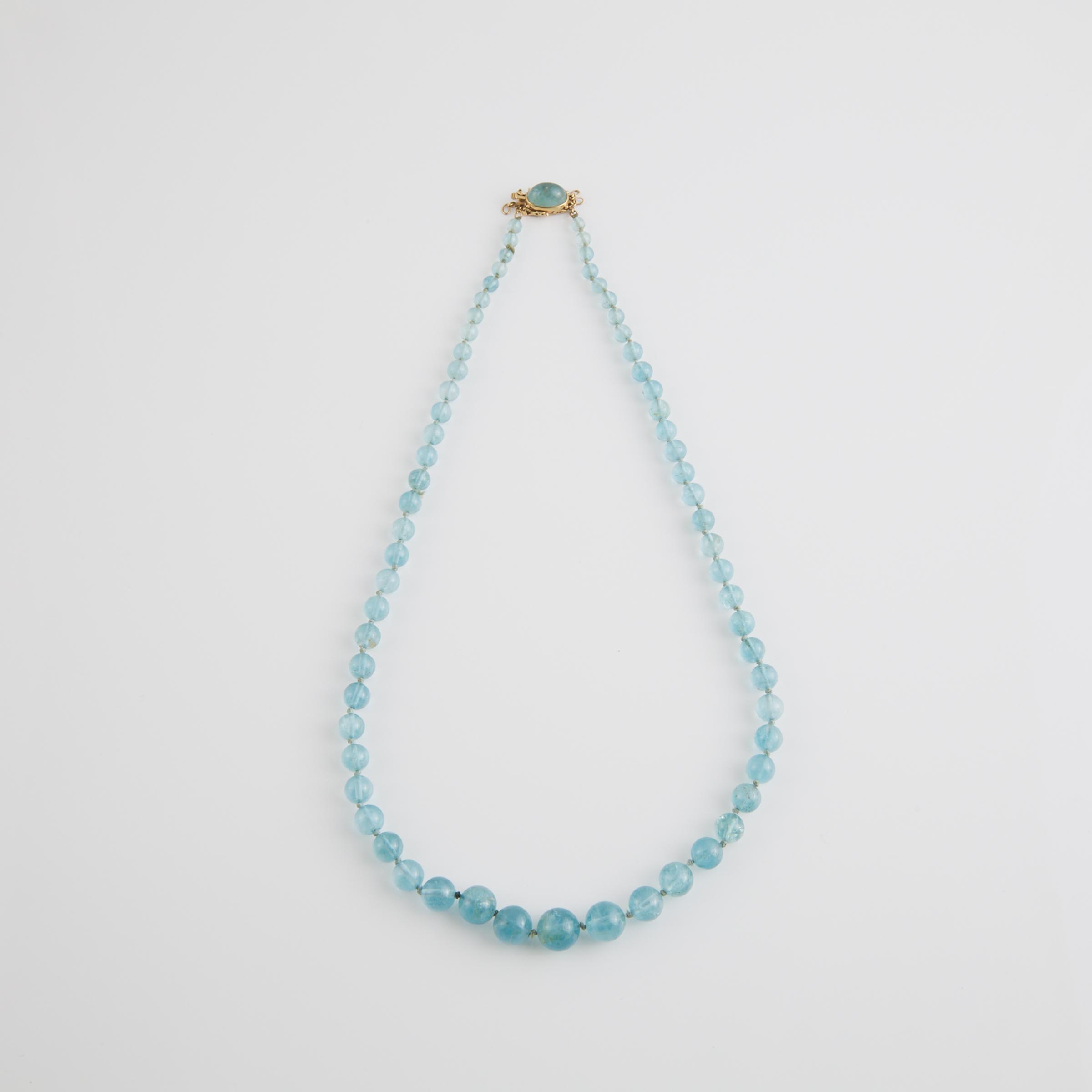 Single Graduated Strand Of Aquamarine Beads