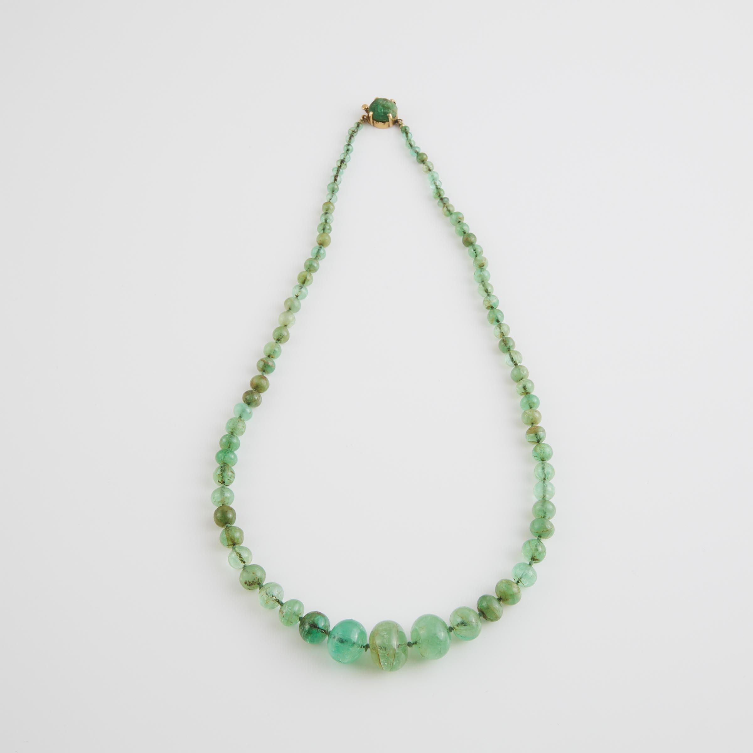 Single Graduated Strand Of Emerald Beads