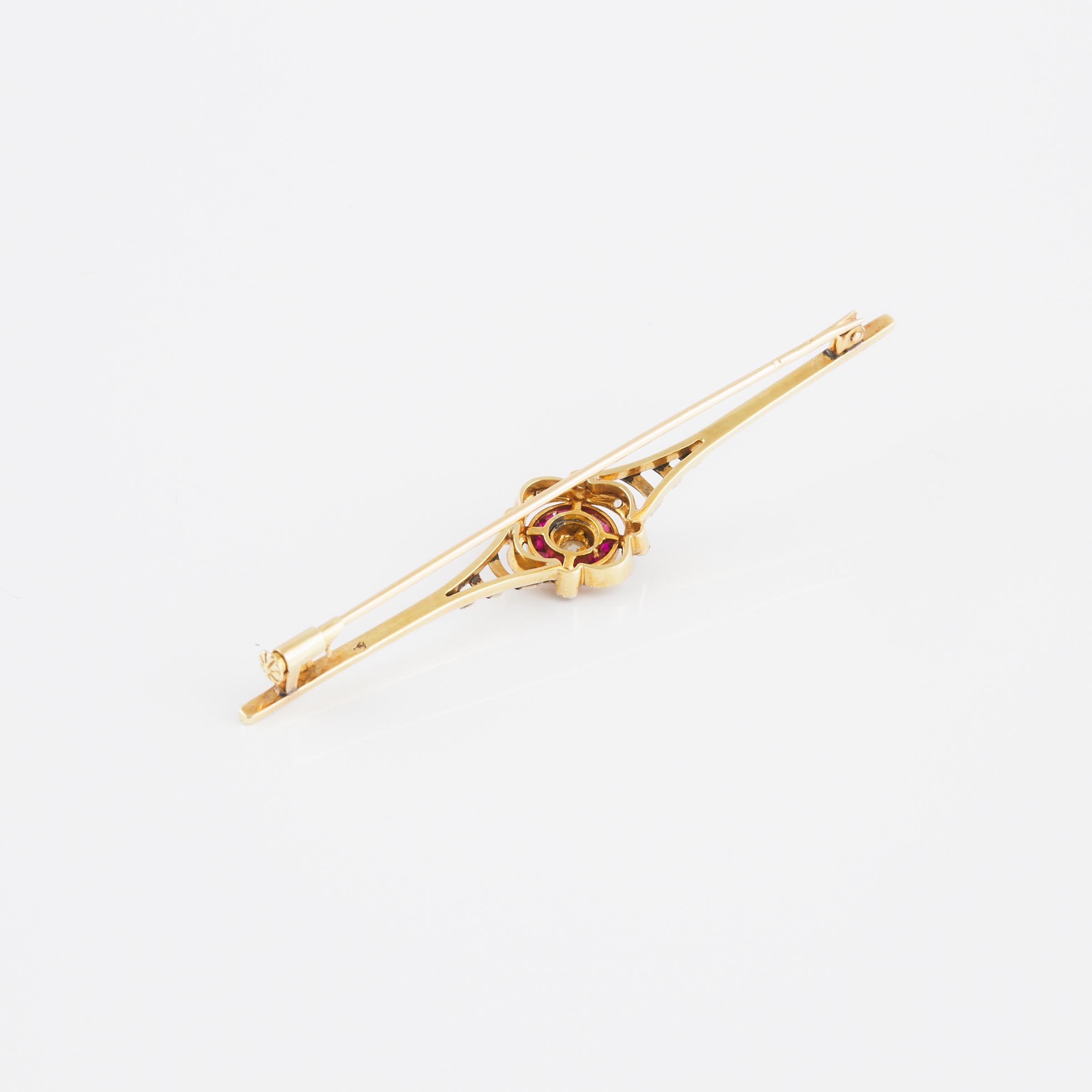 French 18k Yellow And White Gold Bar Pin