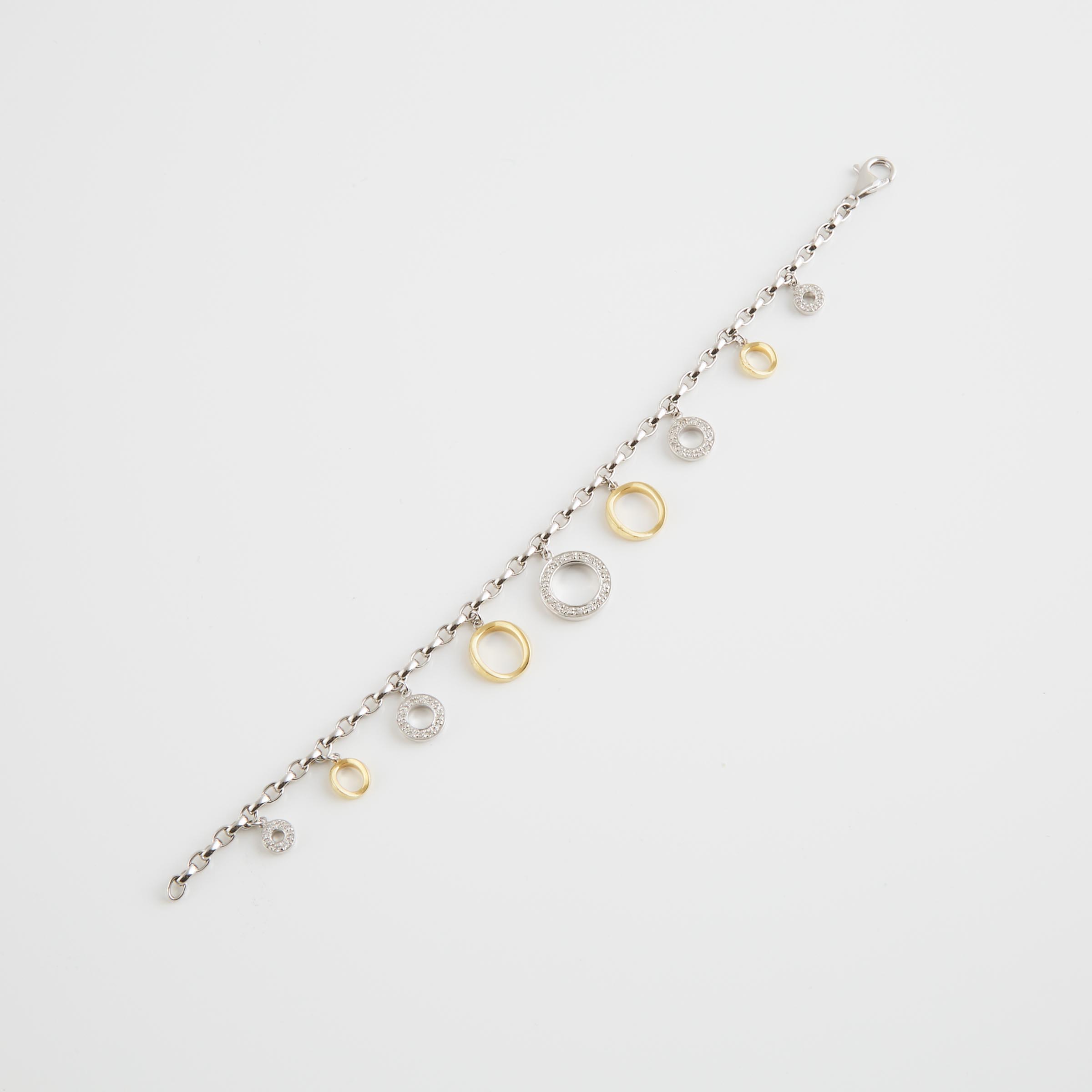 18k White And Yellow Gold Charm Bracelet