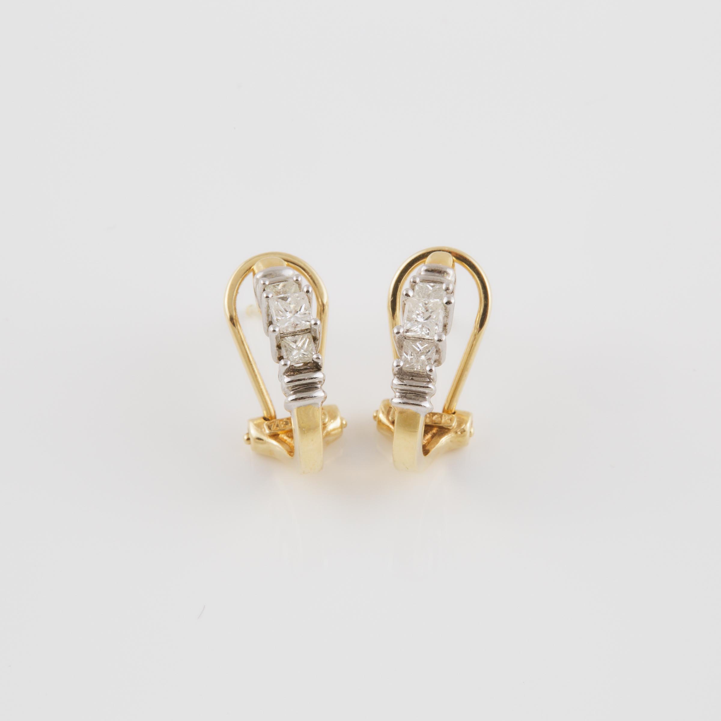 Pair Of 14k Yellow And White Gold Earrings