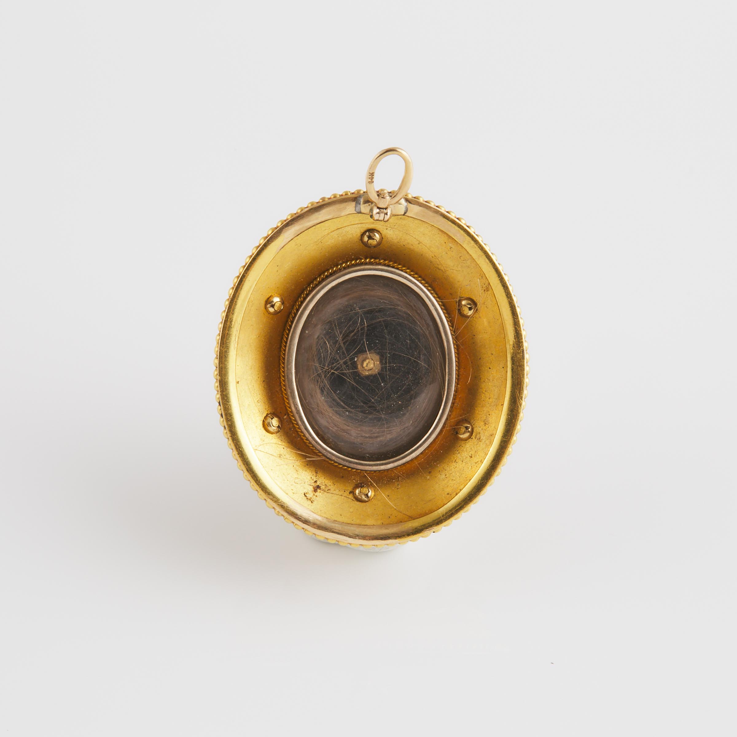 19th Century 14k Yellow Gold Oval Pendant