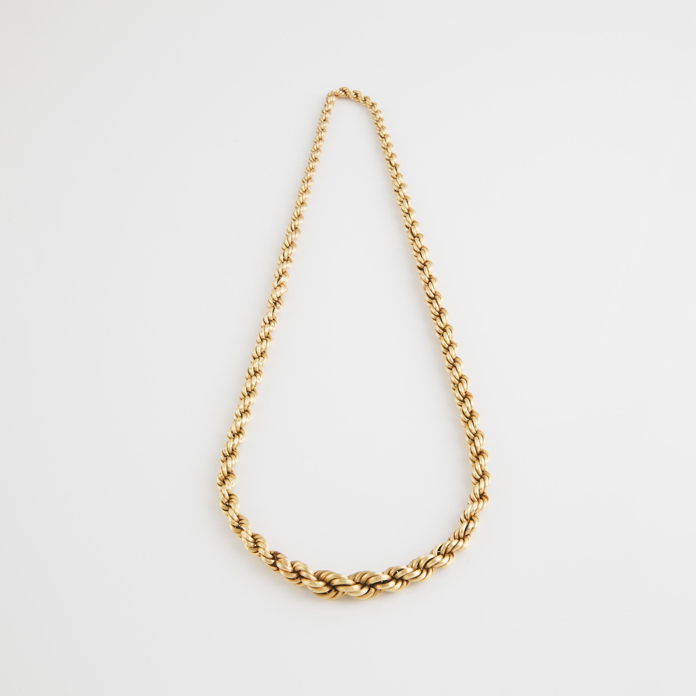 14k Yellow Gold Graduated Endless Rope Chain