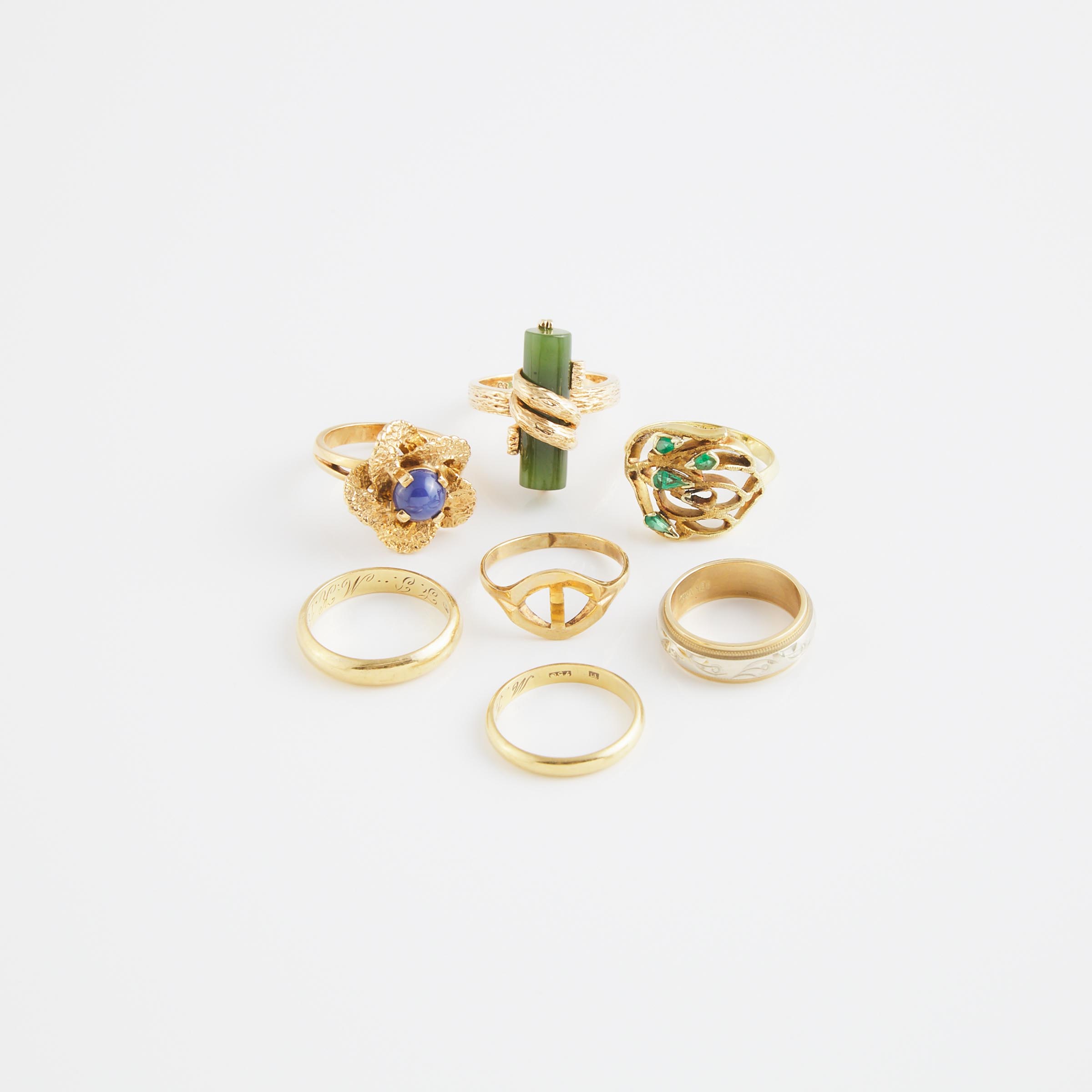 3 x 18k And 4 x 10k Yellow Gold Rings