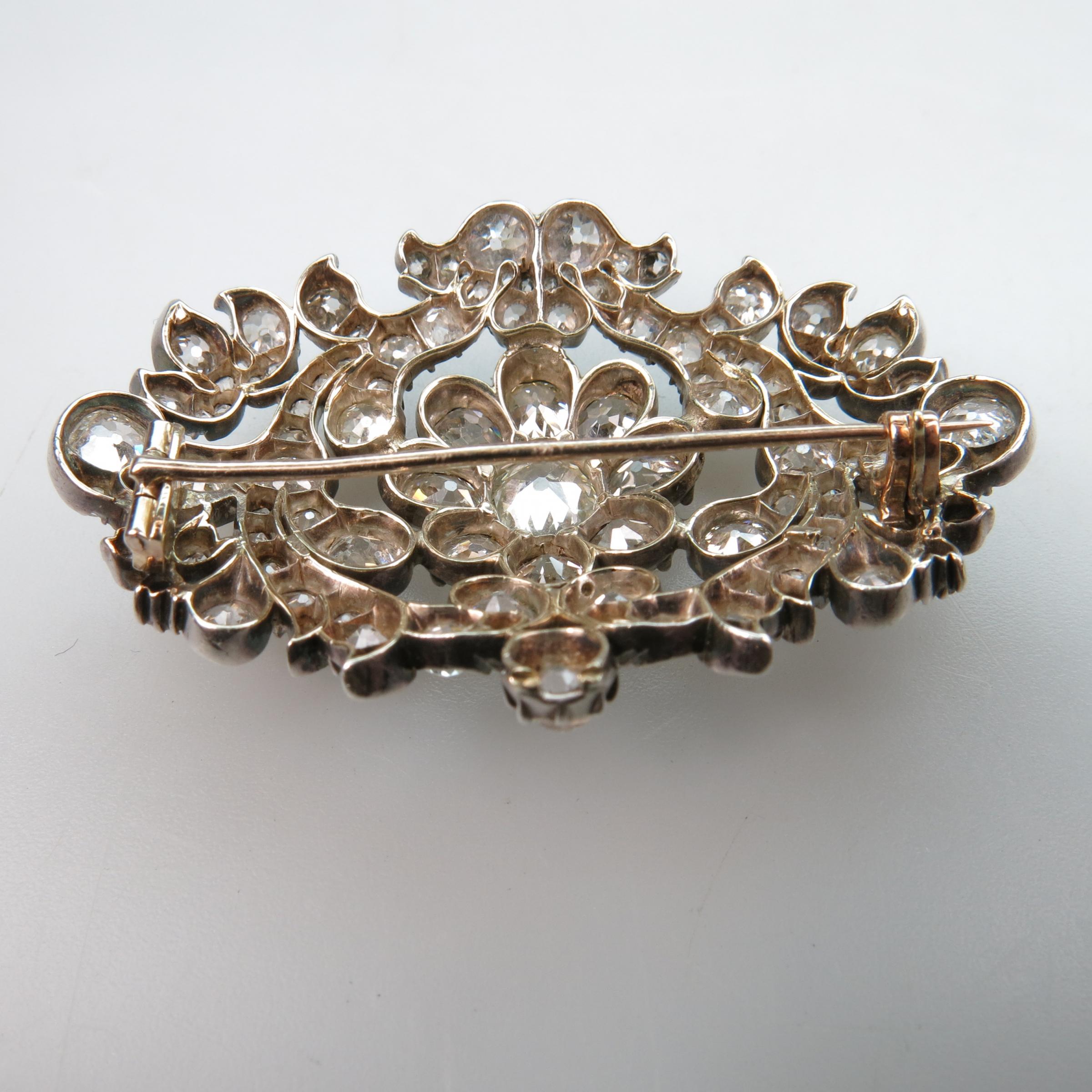 19th Century 14k Yellow Gold And Silver Brooch
