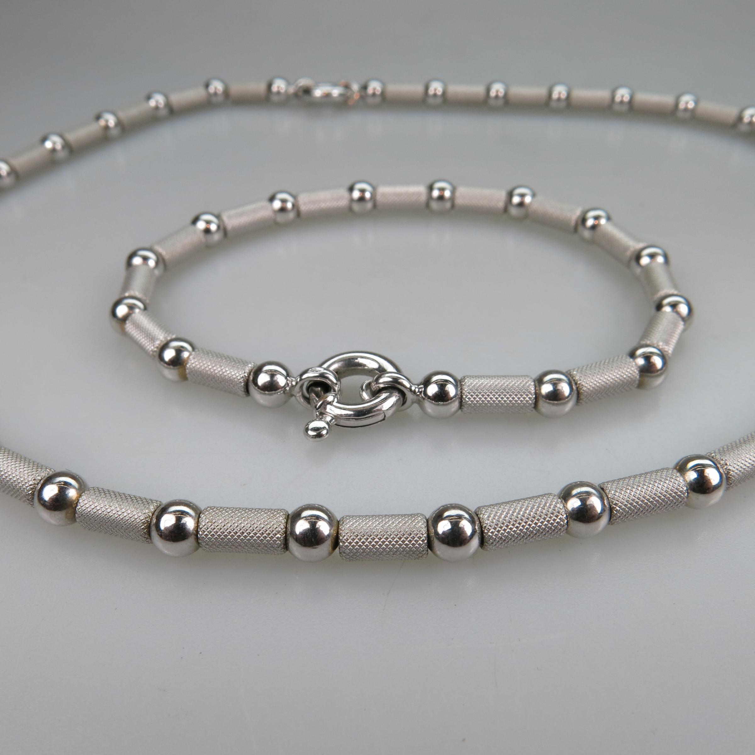 Birks 18k White Gold Necklace And A Matching Bracelet