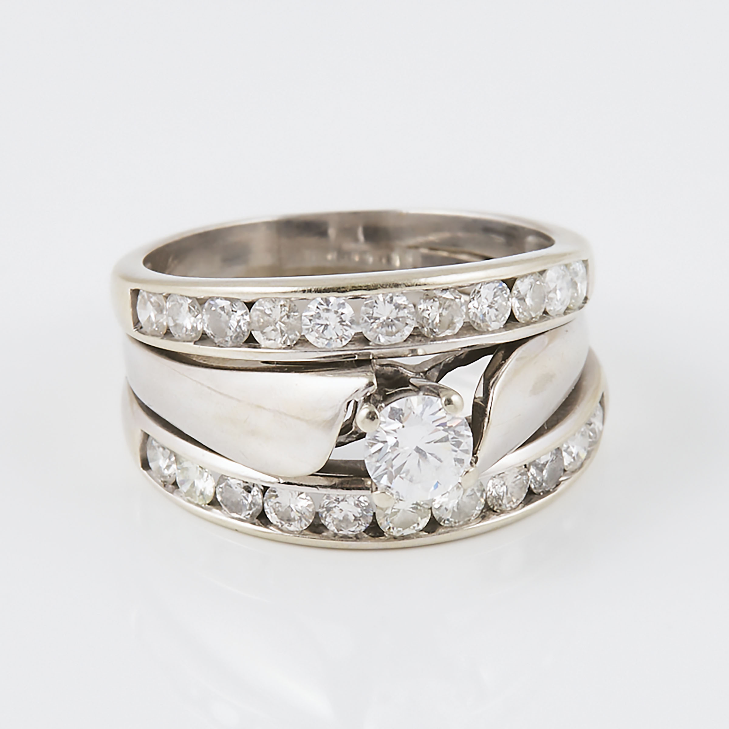 14k White Gold Engagement/Wedding Band Ring