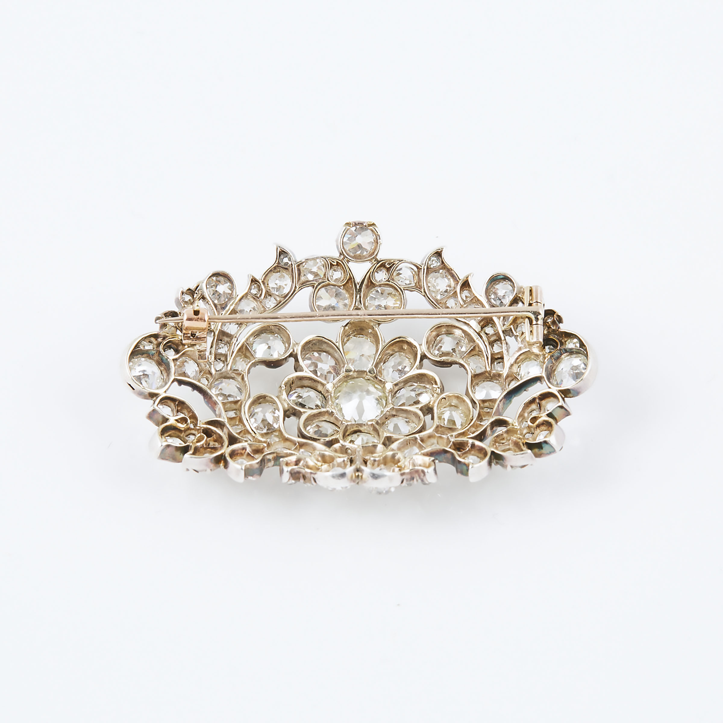 19th Century 14k Yellow Gold And Silver Brooch