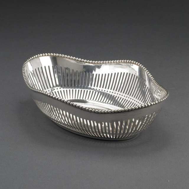 Italian Silver Pierced Oval Bowl, 20th century