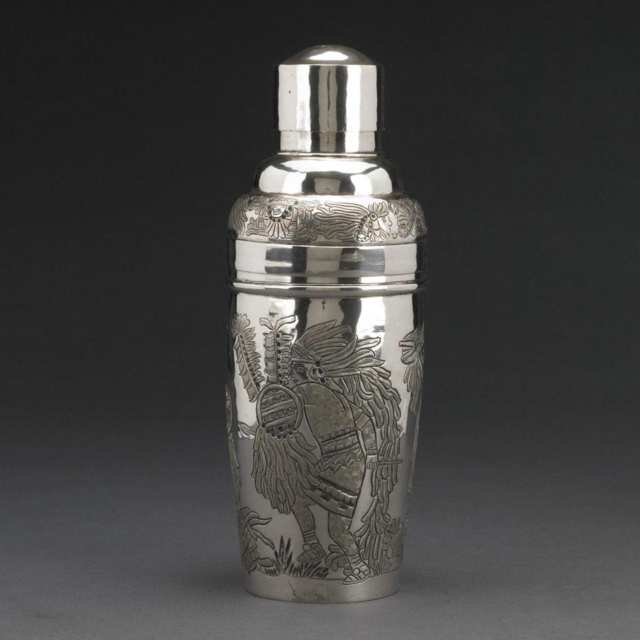 South American Silver Cocktail Shaker, 20th century