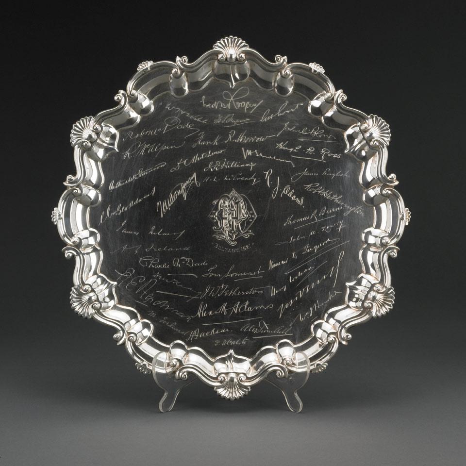 English Silver Salver, S.D. Neall (of Belfast), Chester, 1919