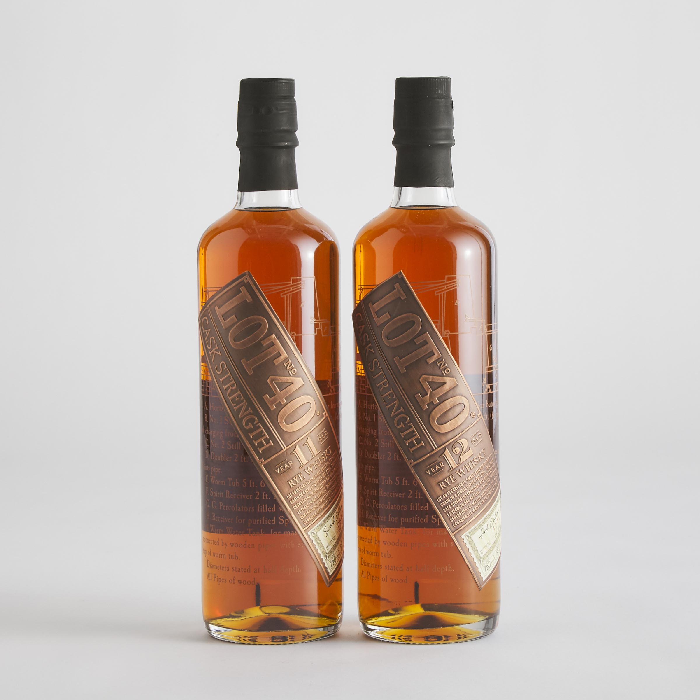LOT 40 CASK STRENGTH RYE WHISKY 12 YEARS (ONE 750 ML)
LOT 40 CASK STRENGTH RYE WHISKY 11 YEARS (ONE 750 ML)