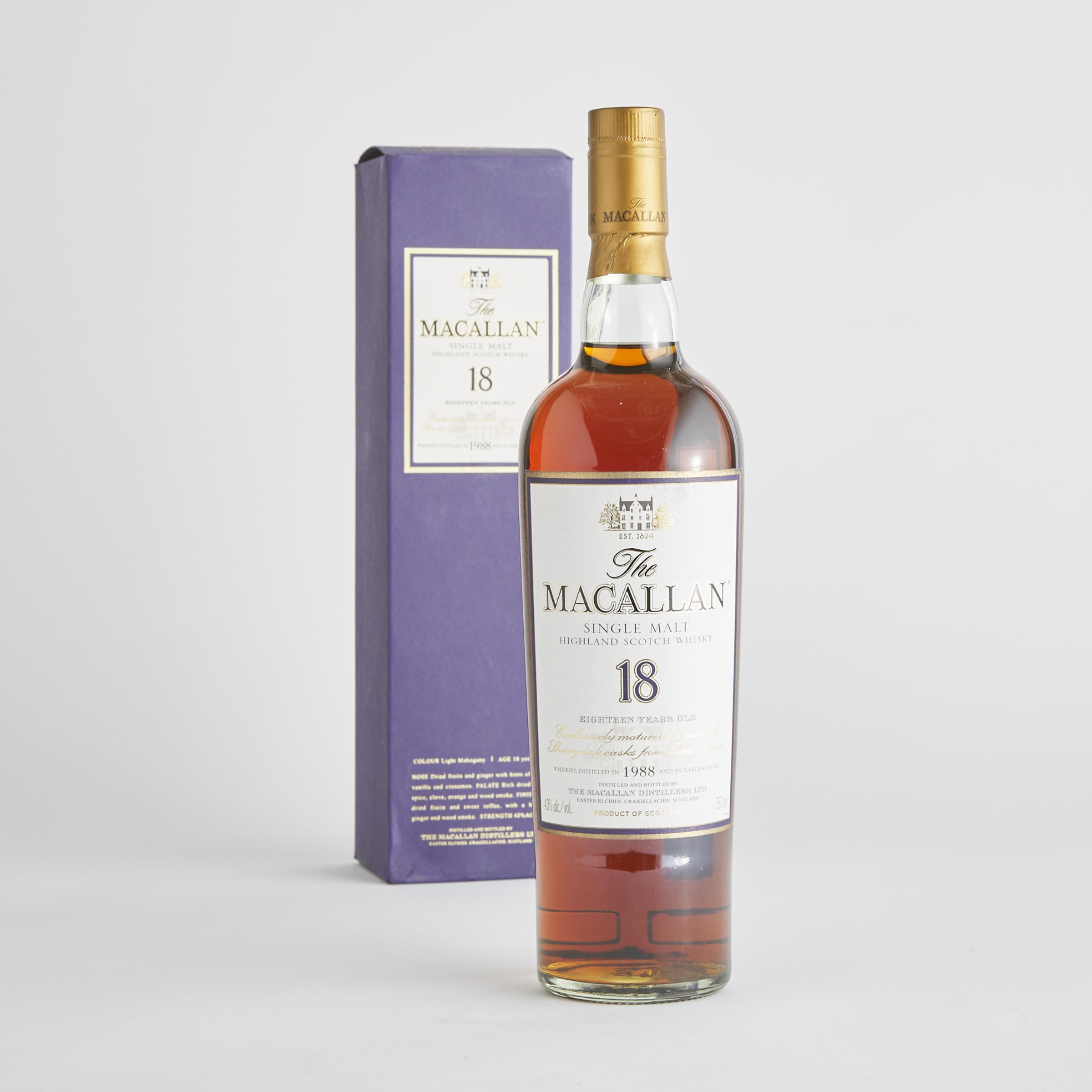 THE MACALLAN HIGHLAND SINGLE MALT SCOTCH WHISKY 18 YEARS (ONE 750 ML)