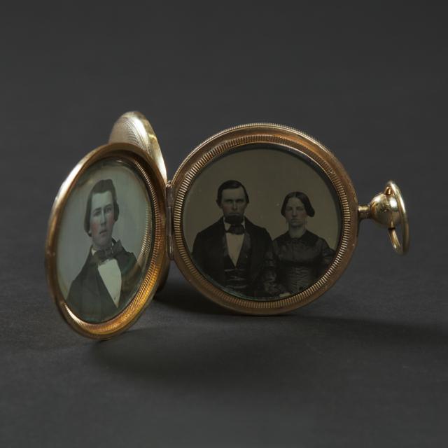 Gold Filled 'Hunter Case' Portrait Photograph Locket, c.1855