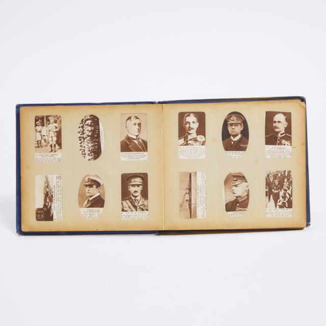 Album of Approximately 148 Cigarette Cards Featuring Officers, Dignitaries and Heroes of the Allied Forces of World War I, c.1915