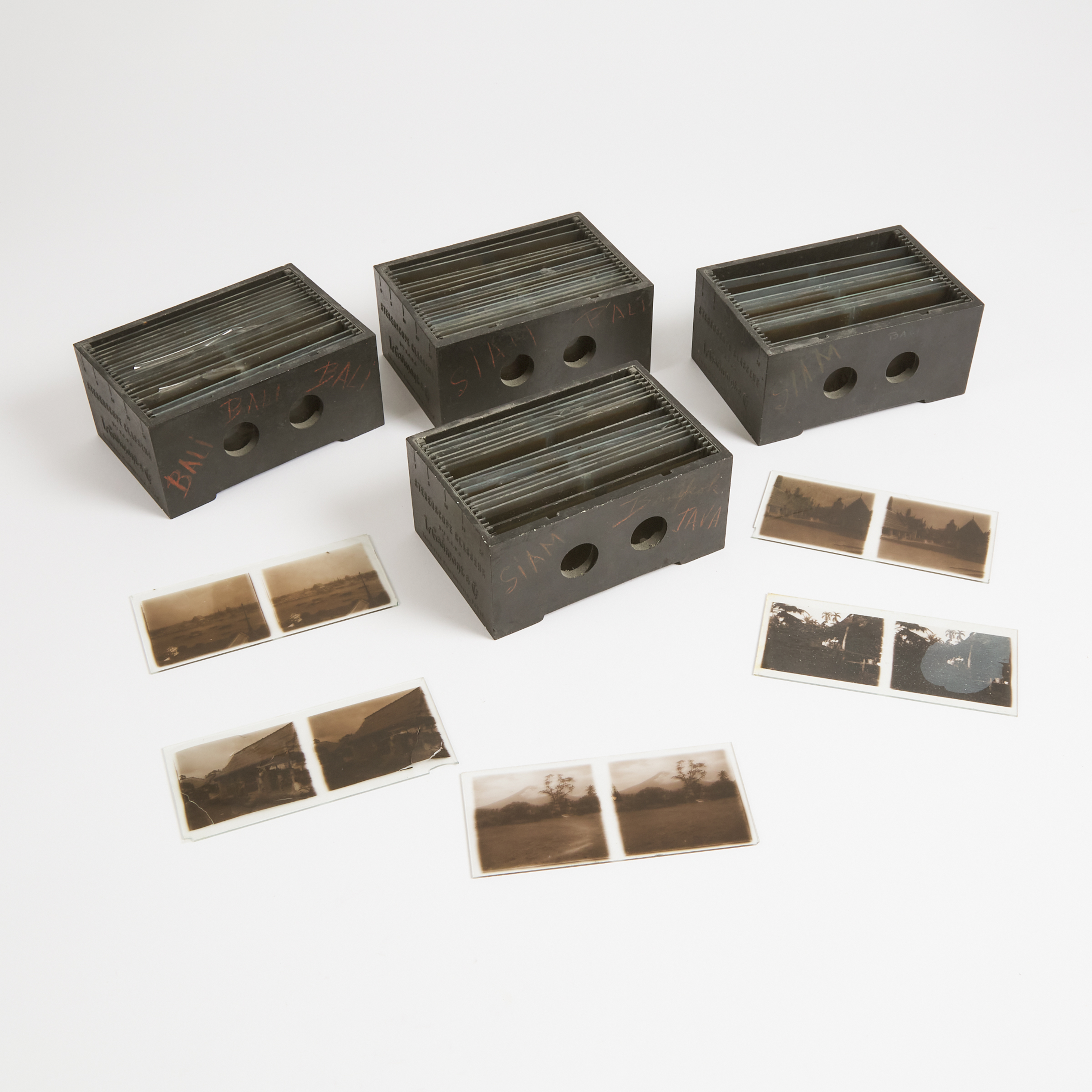 Approximately 62 Didactic Glass Plate 'Stereo Spido' (Stereoscope) Slides, c.1900