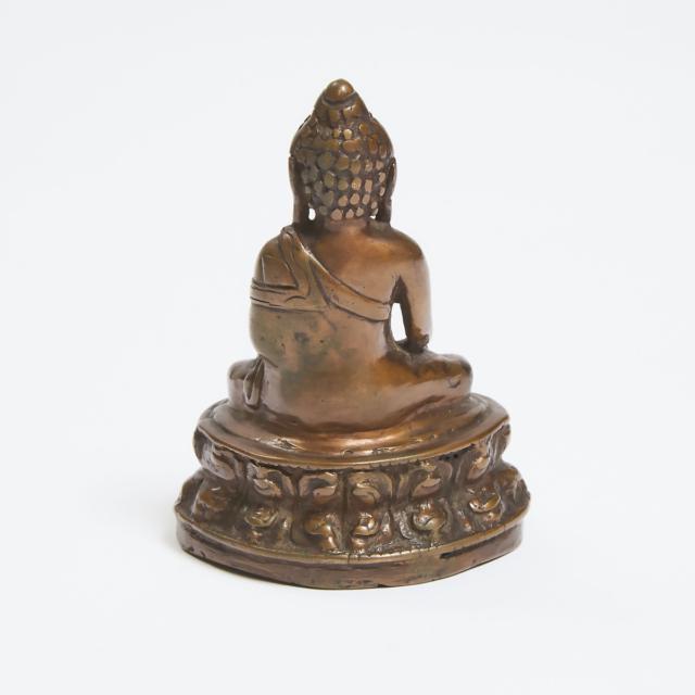 A Small Tibetan Bronze Seated Figure of Buddha, 16th Century or Later