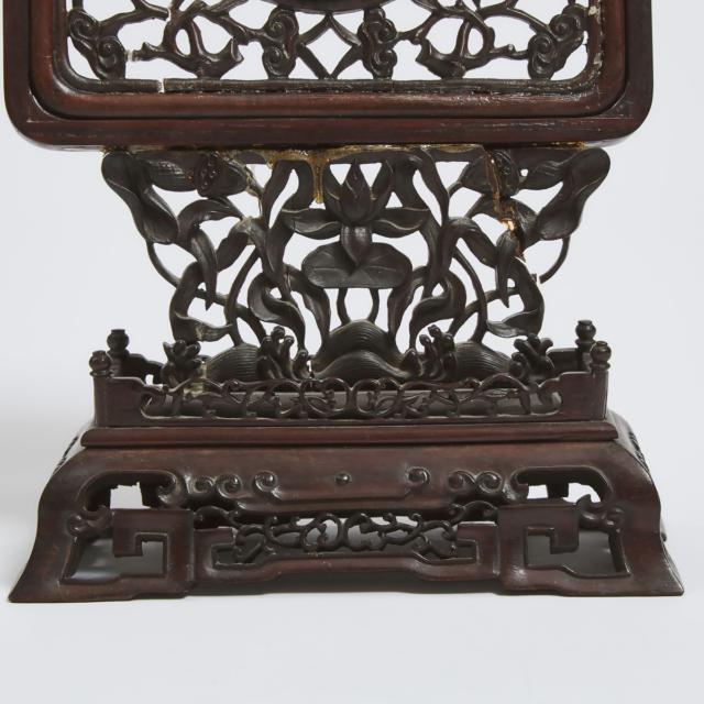 A White and Russet Jade-Inset Table Screen, Ming Dynasty, 16th-17th Century