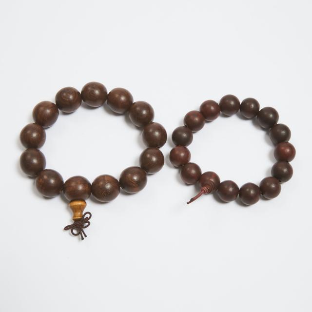 Two Strands of Hardwood Beaded Bracelets, Republican Period, Early to Mid 20th Century