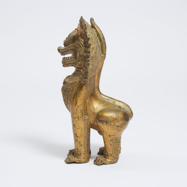 A Gilt Bronze Figure of a Lion, Thailand, 19th Century