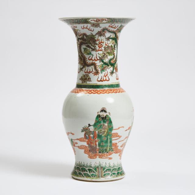 A Wucai 'Phoenix-Tail' Vase, Kangxi Mark, 19th Century
