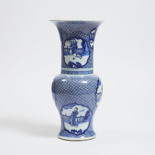 A Blue and White 'Phoenix Tail' Vase, Possibly Kangxi Period (1662-1722)  