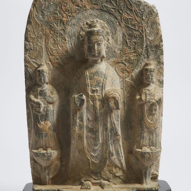 A Grey Limestone Buddhist Stele of Shakyamuni, Northern Qi Dynasty (AD 550-577)
