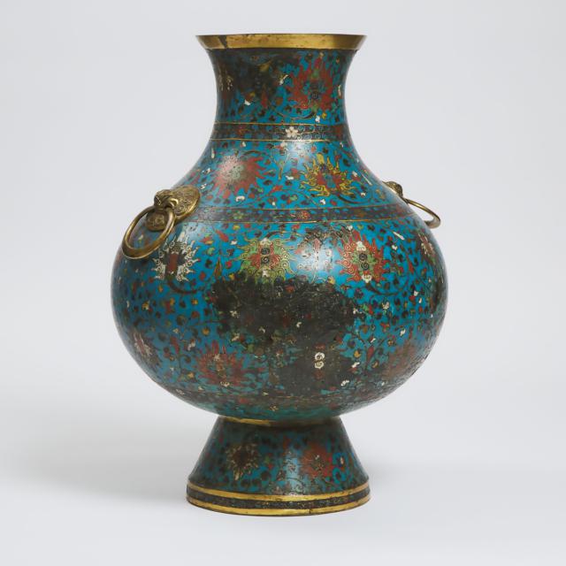 A Large Cloisonné Enamel 'Lotus' Vase, Jingtai Mark, 19th Century