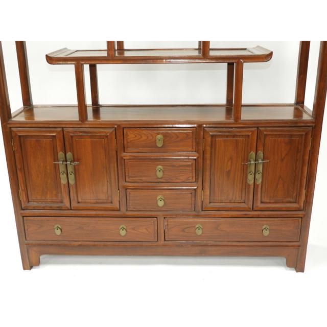 A Chinese Hardwood 'Curio' Display Cabinet, Mid 20th Century