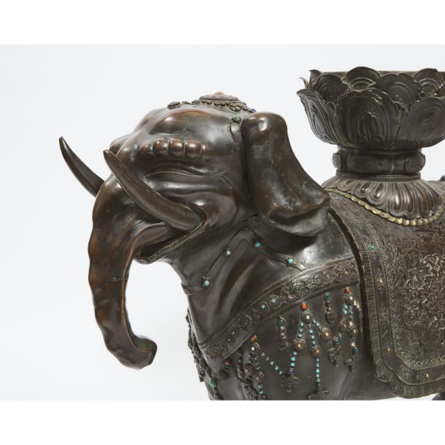 A Large Bronze Figure of an Elephant, 18th/19th Century