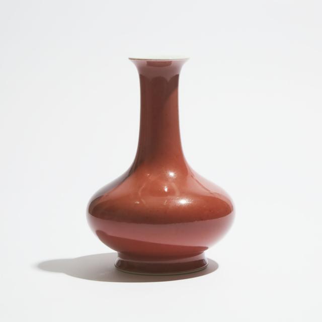 A Copper-Red Bottle Vase, Qianlong Mark and Period (1736-1795)