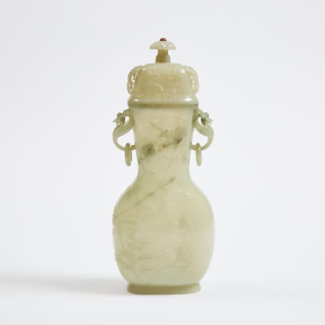 A Chinese Mughal-Style White Jade and Cover, Qing Dynasty, 19th Century 