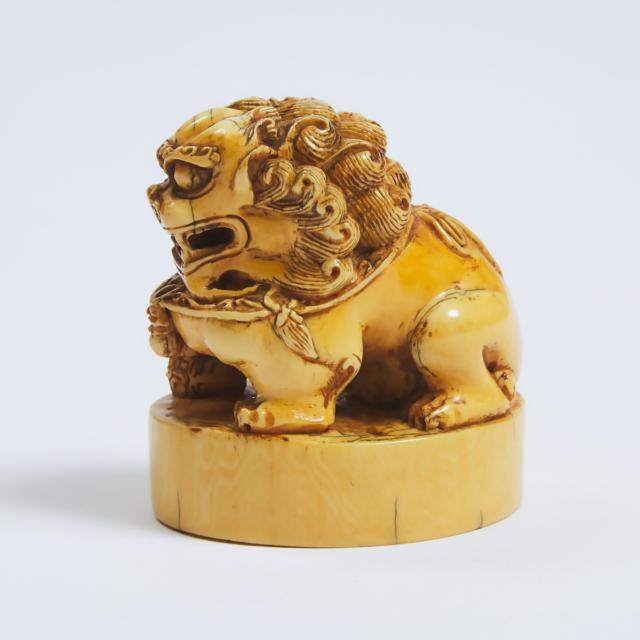 An Ivory 'Lion' Seal, Late Qing Dynasty, 19th Century