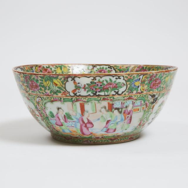 A Canton Famille Rose Punch Bowl, Early 19th Century